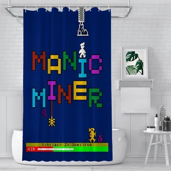 Manic Miner Willy e Inimigos Cortinas de Chuveiro do Banheiro ZX Spectrum Impermeável Partição Criativas de Decoração de Casa de Banho Acessórios