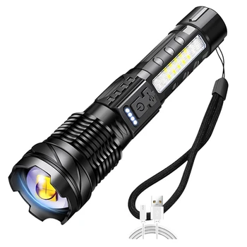 Forte alta Lanterna LED USB Tipo-C o Carregamento da Tocha Flasglight Iluminação Exterior Zoomable Portáteis de Luz, Brilho de Luz Promoção