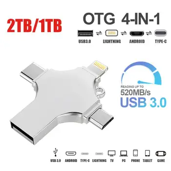 4-EM-1 OTG USB Flash Drive Android-Tipo C Pen Drive USB de Alta Velocidade de 520mb/s Rotativo USB3.0 Disco De U Para O Telefone Do Carro Do Computador Tablet