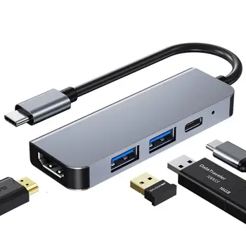 USB Tipo C Hub à tv de alta definição em 4k Hub3.0/2.0 USB C PD Cobrar o Divisor para o Macbook Air/Pro M1 Laptops Adaptador OTG 4 em 1