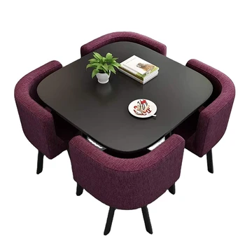 Moderno e elegante 4 cadeira rodada de jantar mesa de jantar, móveis para sala de jantar mesa