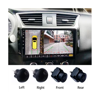 360° da Câmera do Carro Panorâmica Surround Vista 1080P AHD para a Direita+Esquerda+Frente+Câmera de Visão Traseira, Sistema para o Android Auto Rádio