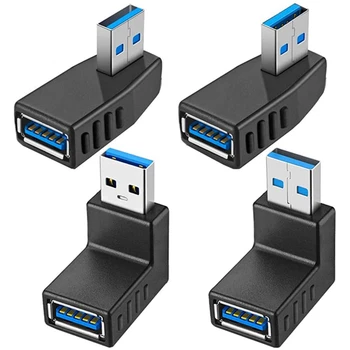 4PCS USB 3.0 Adaptador de Acopladores de 90 Graus Macho e Fêmea Conector USB - Incluindo a Esquerda,Direita,Cima,Baixo Ângulo de