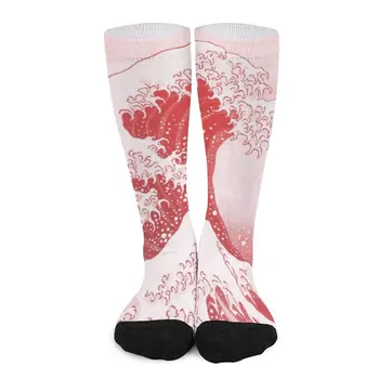 A Grande Onda Fora de Kanagawa Japonês de Onda Vermelho Estética meias Meias estética meias pretas Meias femininas