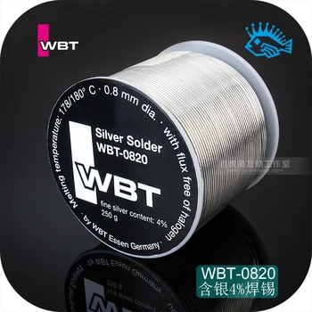 1 metro/5 metros/20 metros/70 metros Alemanha WBT-0820 0,8 mm de prata 4% febre de áudio de baixo ponto de fusão do arame para solda de estanho-fio