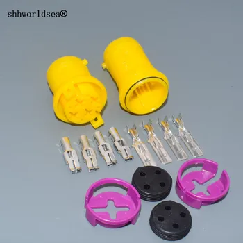 Shhworldsea de 4 pinos de 6,3 mm feminino masculino plug para VW auto impermeável plug elétrico do conector do cabo de 813972930 813972929