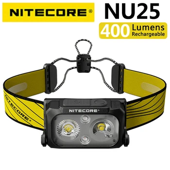 NITECORE NU25 v2 atualizado 400 lumen farol, três de luz da saída da fonte