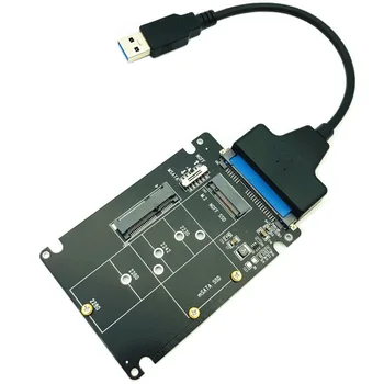 mSATA para SATA Adaptador de Chave B m.2 SATA SSD SATA Placa Cartão de mSATA m.2 NGFF para Conversor USB para mSATA+M. 2 2 1 HDD SSD Riser