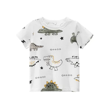 1-9T Dinossauro Imprimir T-Shirt para os Meninos da Criança Garoto de Camiseta de Algodão Roupas de Verão Infantil Tee Superior Casual Curto Sleere Chlidren Roupa