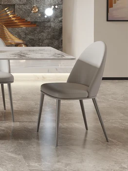 Italiano minimalista cadeira de jantar moderna e minimalista, restaurante, casa de lazer encosto, de aço inoxidável, de alta qualidade, cadeira de couro