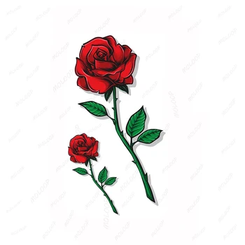 Etiqueta da tatuagem de Rosa Vermelha Flor Planta Flash MakeupTemporary Impermeável Festa Mão, Braço, Cabeça do Corpo Falso de Arte para Homens Mulheres