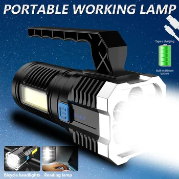 Super Brilhante 7LED+COB Lanterna Recarregável USB Portátil Camping Lanterna Incorporada inbattery Holofotes Impermeáveis Farol Lanterna