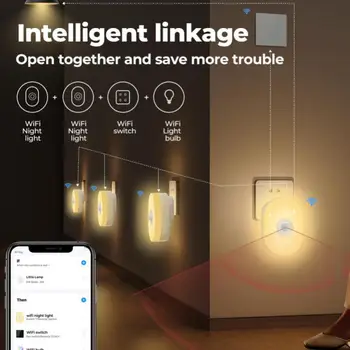 Wi-fi Smart Sensor de Movimento de PIR Luz da Noite do DIODO emissor de Luz da UE NOS Plug reino UNIDO Lâmpada de Parede Branco Quente RGB Sala de Tuya Aplicativo de Voz Para o Google Alexa
