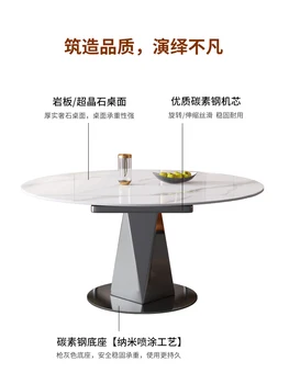 Ardósia mesa de jantar e cadeiras podem ser recolhido, luz de luxo, moderno e de pequena dimensão do agregado familiar, a rotação e dobrável redonda