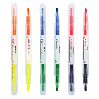 3 séries de 6 cores de cabeça dupla fluorescente conjunto de canetas de cores com a marca de chave 6-cor estudante de revista de decoração marcador