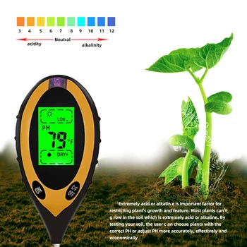 Com Digital 1 De Solo, Jardinagem Moisture Monitor De Testador De Temperatura 4 Blacklight Agricultura Luz Solar Nas Plantas Medidor