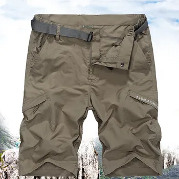 Homens do Exterior, Shorts Ocasionais de Rip-stop Militar Multi-bolso Safari Calças Curtas de Verão Fina de Viagens, Caminhadas, Pesca Shorts Com Cinto