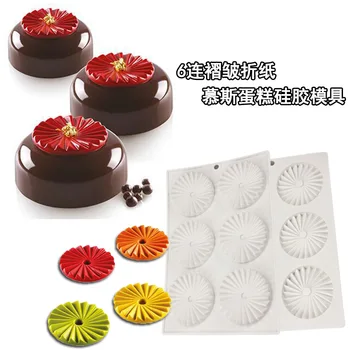 6 Furos De Origami Design Mousse De Chocolate Do Molde Do Bolo Do Silicone Do Molde De Decoração Do Bolo De Ferramentas De Cozinha Bakeware