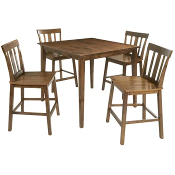 5 peças, Conjuntos de Sala de Jantar Missão de Contador de Altura o Conjunto de Jantar, Incluindo uma Mesa e 4 Cadeiras, Cor Cereja, Conjunto de 5