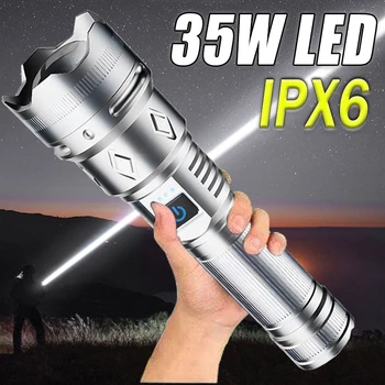 Alta Potência LED Lanternas Brilhantes Super do Alumínio Branco Laser Lanterna Tipo-C USB Recarregável de Emergência Caminhadas, Camping Tocha