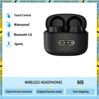 Novo M8 TWS sem Fio Bluetooth 5.0 Auscultadores da Em-orelha Fones de ouvido HIFI Stereo Esportes Impermeável Fones de ouvido Fones de ouvido Com Microfone