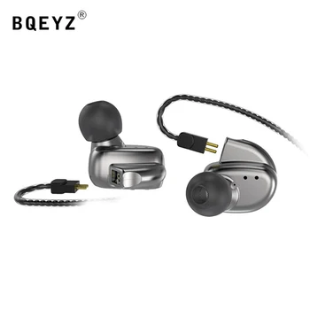 BQEYZ KC2 2BA+2DIn de Ouvido com Fio hi-fi Fone de ouvido Estéreo de Isolamento Quad Controladores de Monitor de Fone de ouvido com Cabo Destacável de Microfone de 3,5 mm