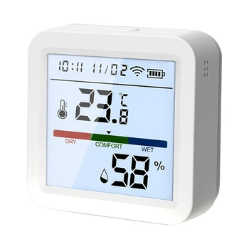 Smart wi-Fi Sensor de Temperatura E Umidade,Tuya Interior do Higrómetro do Termômetro de LCD Com luz de fundo do Visor Acessórios