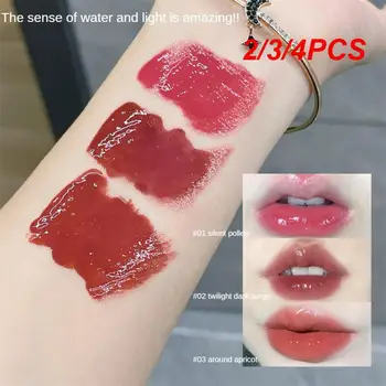 2/3/4PCS Lip Glaze Suave Névoa Gloss Com 6 Cores Lábios Maquiagem Lábio Vermelho de Tonalidade de Longa Duração Líquido Cosméticos Batom Espelho de Água