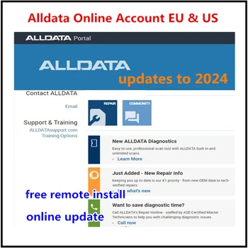 O mais novo 2024 Alldata Conta On-line da UE e dos EUA, de 12 Meses de Suporte de Serviço do Novo Modelo de Carro Atualizações 2024 Ano de Instalação Remota Ativar