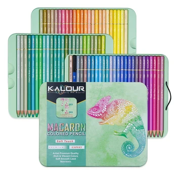 KALOUR 72 Pedaço de Macaron Lápis de cor Conjunto de Ferro de Presente Caixa de Madeira Macia Lápis de Desenho Definido Para o Artista para Colorir materiais de Arte