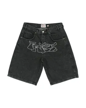 Multi Bolso de Ferramentas Shorts Gótico Streetwear calças de Brim do Denim Shorts para os Homens Rasgado Hip Hop Jeans Verão Y2k Impresso Hip-hop Calças