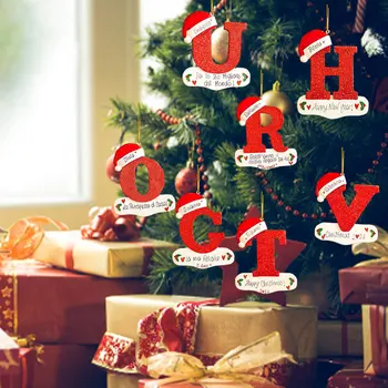 Decoração da Árvore de natal 26 Letras Pingente Casa de Férias acrílico DIY Pingente de Natal 2024 Ano Novo Decoração Enfeite de natal 1pcs