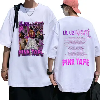 O Rapper Lil Uzi Vert T-Shirt 2023 Concert Tour-de-Rosa da Fita T-shirt dos Homens Hip Hop Retro Algodão Oversized T-shirts Streetwear Unisex