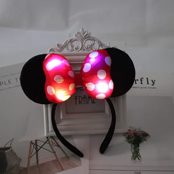 Minnie do Mickey de Disney Faixa de Cabelo Flash Filhos do DIODO emissor de luz com Luz Ornamento Mickey Mouse Colorido, Cabeça da Lâmpada da Banda Brilho