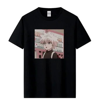 JHPKJMen Casual de Alta Qualidade 100% Algodão Masculino T-shirt Kawaii Hunter X Hunter Tshirt Killua Zoldyck T-shirt Anime Tees Tops