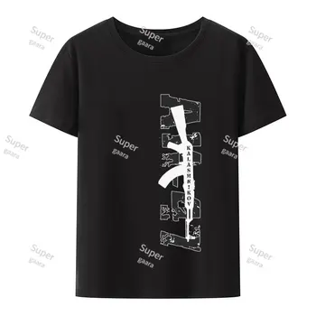 Kalashnikov Ak-47 Homens de Roupas de Homens Dedicados de Camisetas T-Shirt para as Mulheres Y2k Tee Manga Curta T-shirt T-shirts Gráfico Homem Ginásio