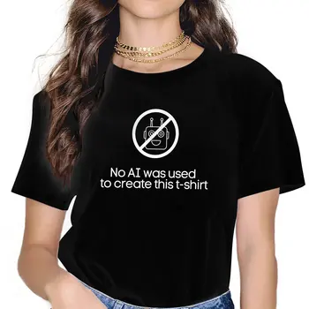 AI vs homem Não ChatGPT Mulheres T-Shirt de Fibra de Grunge, O-Pescoço Poliéster TShirt