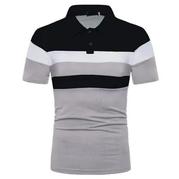 2023 Verão masculina de Manga Curta, Camisas de Cor Bloqueado Camisa Polo Tri Cor Golf Polo de Boliche Tops Homens T-shirts de Alta Qualidade