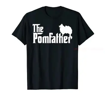 100% Algodão de Mens Engraçado da Pomerânia pai Pai O Pom Pai Amante do Cão T-Shirt HOMENS MULHERES UNISEX T-Shirts Tamanho S-6XL
