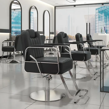 Nordic de Couro de luxo Barbeiro Cadeiras Móveis Para Salão de beleza Profissional Elevador Barbeiro Cadeira Confortável Barbeiro Barbeiro Cadeiras Z