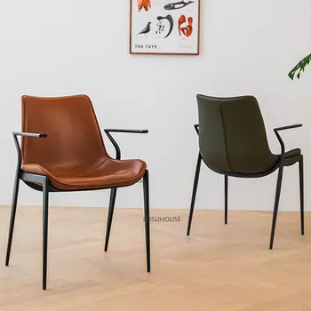 Moderna De Couro Artificial Cadeiras De Jantar Para A Cozinha Móveis De Cadeiras De Encosto De Braço Restaurante Criativo Cadeiras De Jantar