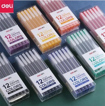 Deli 12 PCS de cor Canetas de Gel Conjunto Kawaii Bue 0,5 mm Caneta Esferográfica Para o Jornal da Escola Bonito Estacionário Suprimentos