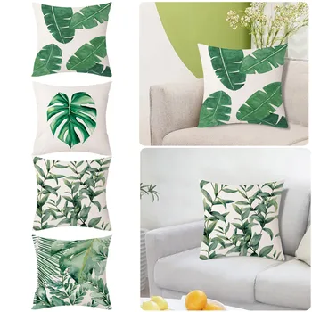 Verde Botânico Selva Recolher Design Fronha de Almofada de Sofá Tropical Fronha de Cetim para a Pele Algodão Padrão Fronhas