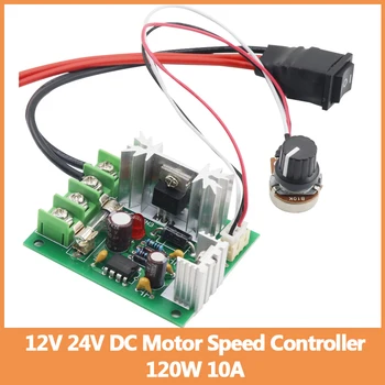 C.C. de 12V 24V Controlador de Velocidade do Motor 120W 10A CW CCW Duplo Interruptor de Velocidade Variável com Controle Eletrônico de Driver