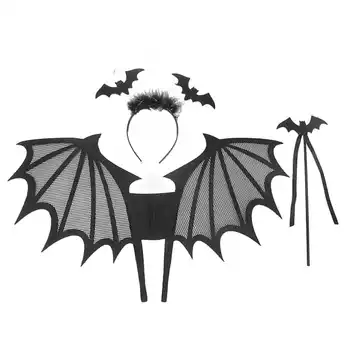 Bat Wing para Crianças Traje de Halloween, Vampiro, Bruxa de Vestir dramatização Adereços de Festa Decoração de Aranha Headwear Conjunto de Meninos Meninas rapazes raparigas