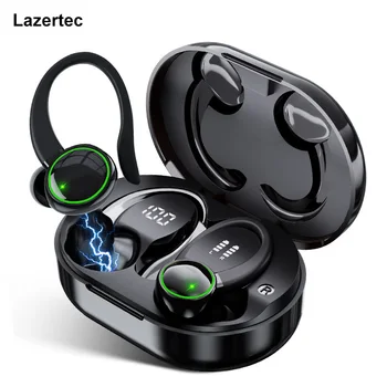 Lazertec TWS Bluetooth 5.3 gancho de orelha Fone de ouvido Sports Fones de ouvido Led sem Fio, Fones de Redução de Ruído do Microfone 48H Aparelhagem hi-fi de Música do Tempo