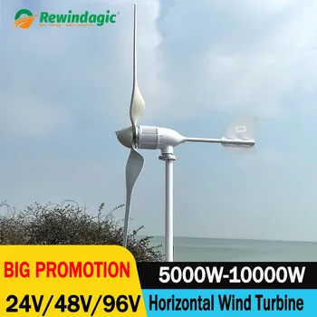 Moinho de vento Gerador de Turbina de Energia Livre de Potência de 5KW 6KW 8KW 10KW 24V 48V 96V 3blade Com Controlador de Fora da Grade do Sistema De PV Uso de Casa