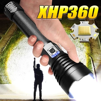 XHP360 Lanterna Led 18650 Lanterna Recarregável Zoomable 2000M Tático Flash de Luz Poderoso Caça Lanterna Impermeável Lâmpada da Mão