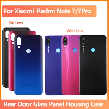 Novo Para Xiaomi Redmi Note7 / Nota 7 Pro Bateria Tampa Traseira Porta Traseira De Vidro Tampa Do Painel De Habitação Caso Adesivo+Lente Da Câmera Rep