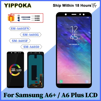 Super AMOLED Para Samsung Galaxy A6 Além de 2018 LCD A605 SM-A605FN SM-A605G Display LCD Touch screen Para Samsung A6+ 2018 Exibição